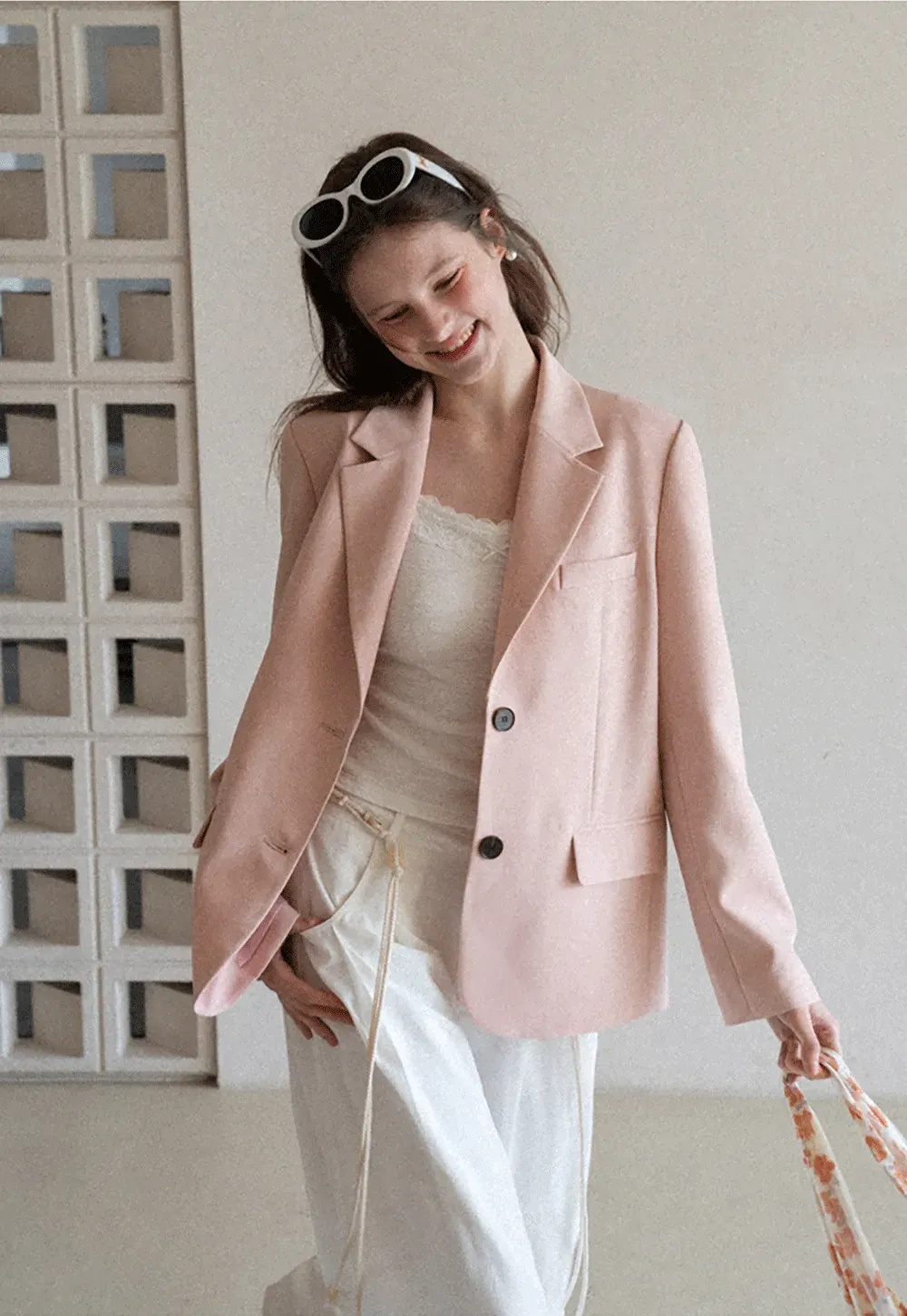 Short Jacket with Notched Collar and Sleeve Buttons