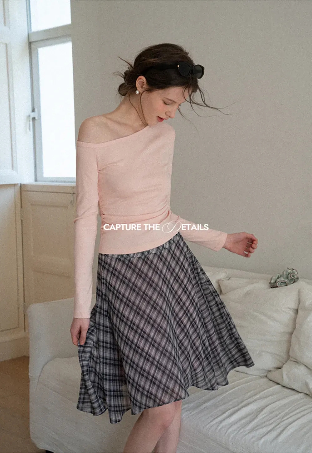 Plaid Pleated Midi Skirt