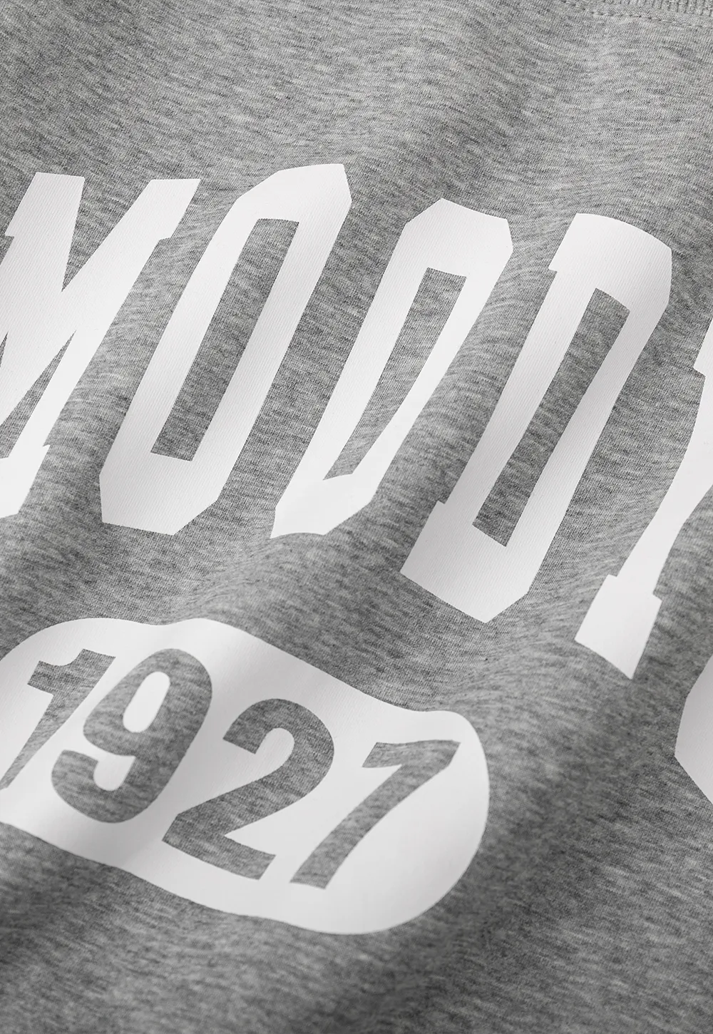 Gray Off Shoulder Sweatshirt with Bold Lettering and Year Print