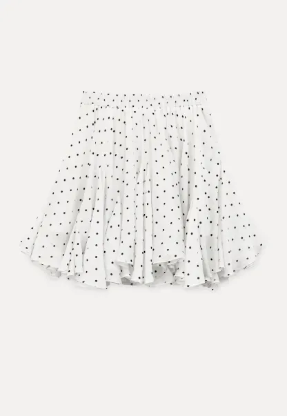 Polka dot pleated skirt with elastic waistband