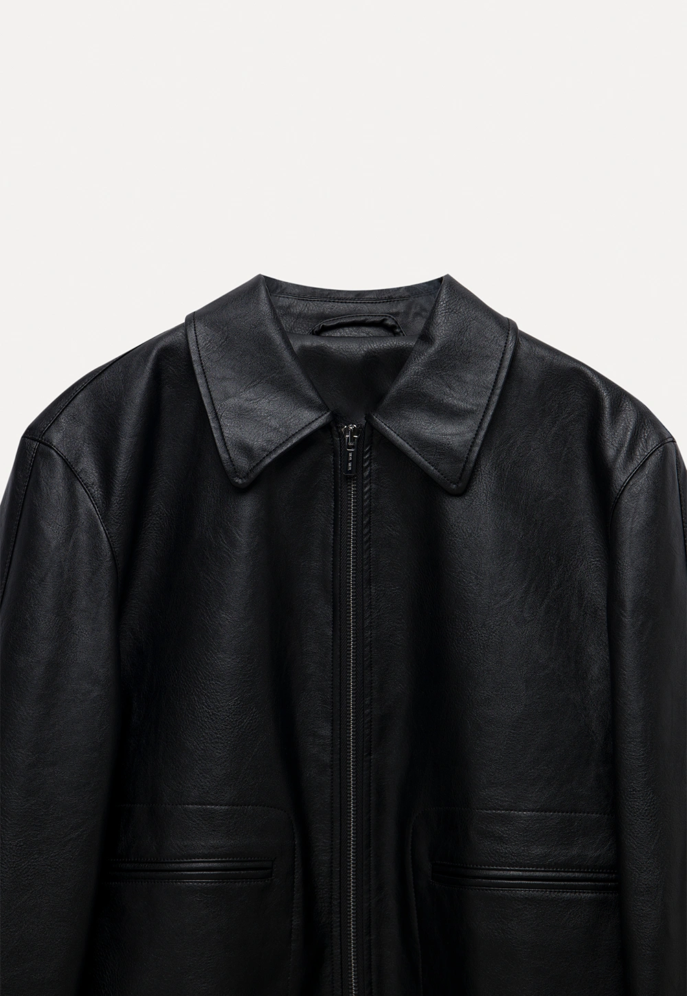 Women Faux Leather Zip-Up Jacket