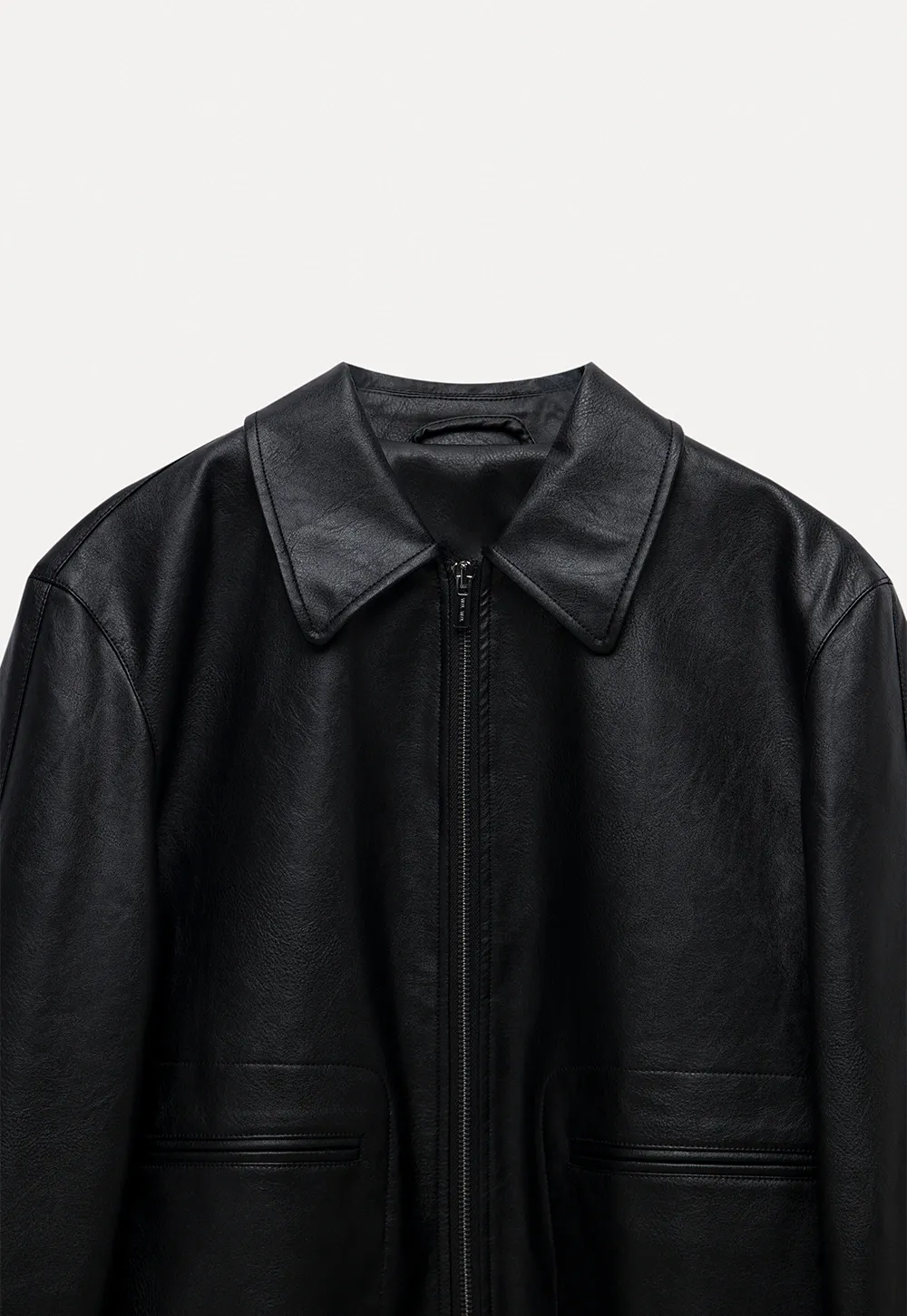 Women Faux Leather Zip-Up Jacket