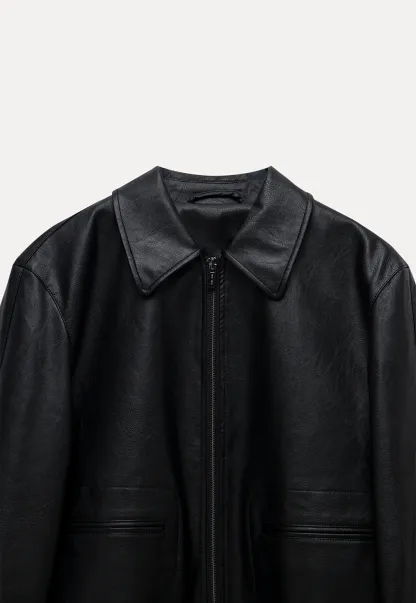 Women Faux Leather Zip-Up Jacket