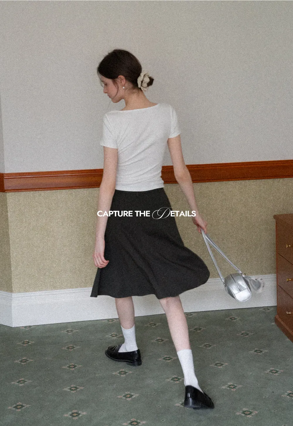 Pleated A-line Skirt with Waistband