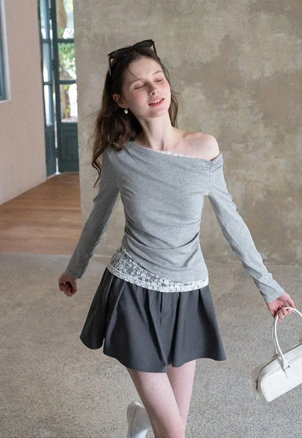 Pleated A-line Mini Skirt with Waistband