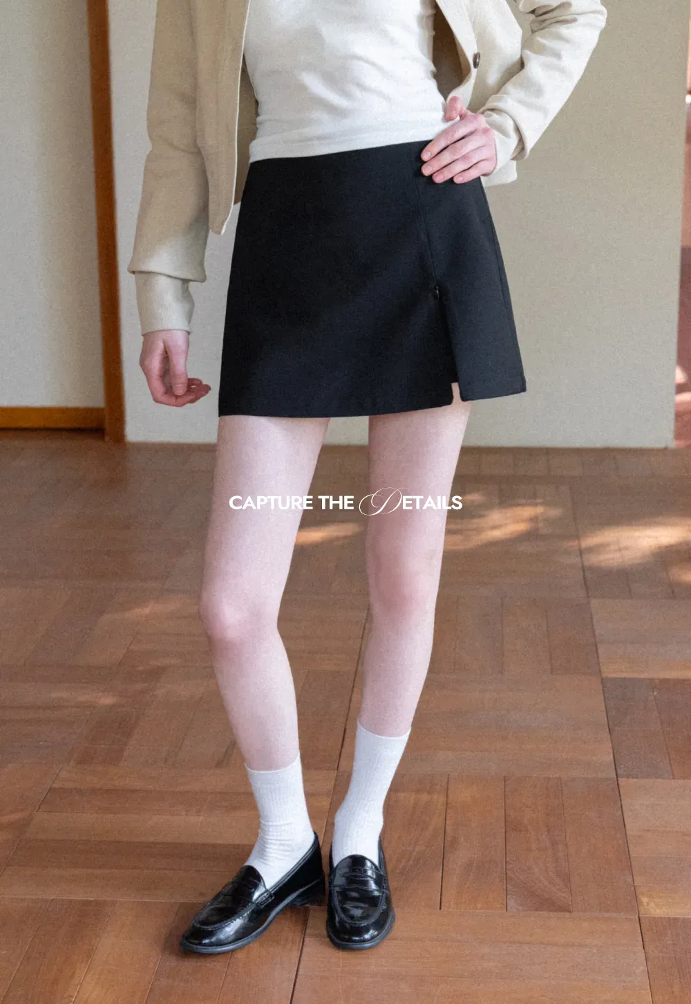 Plaid Skirt with Front Slit