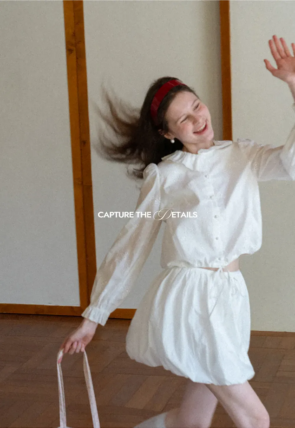 Ruffled Collar Long Sleeve Button Up Shirt