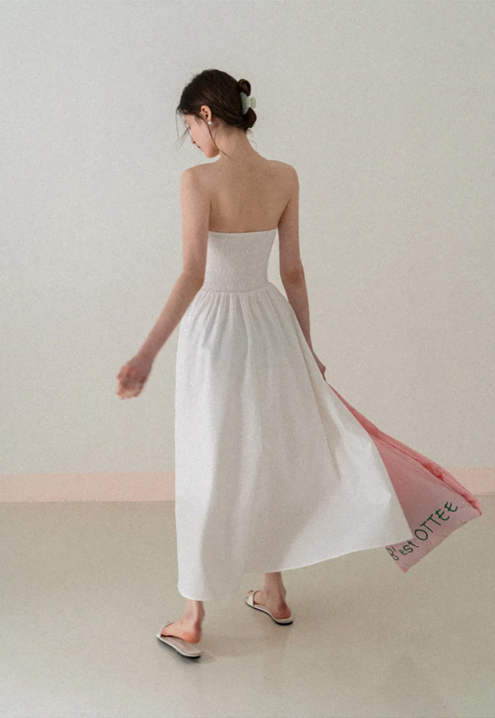Strapless Maxi Dress with Front Bow Detail