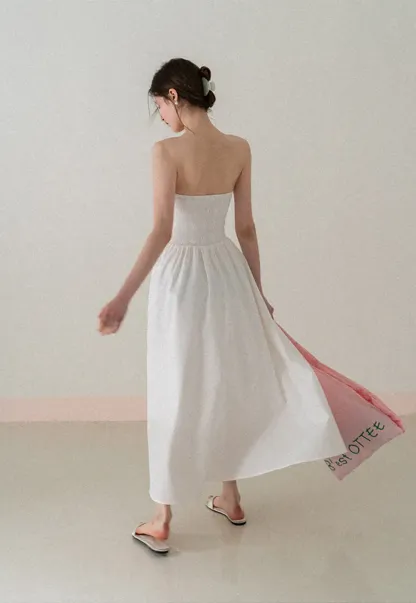 Strapless Maxi Dress with Front Bow Detail