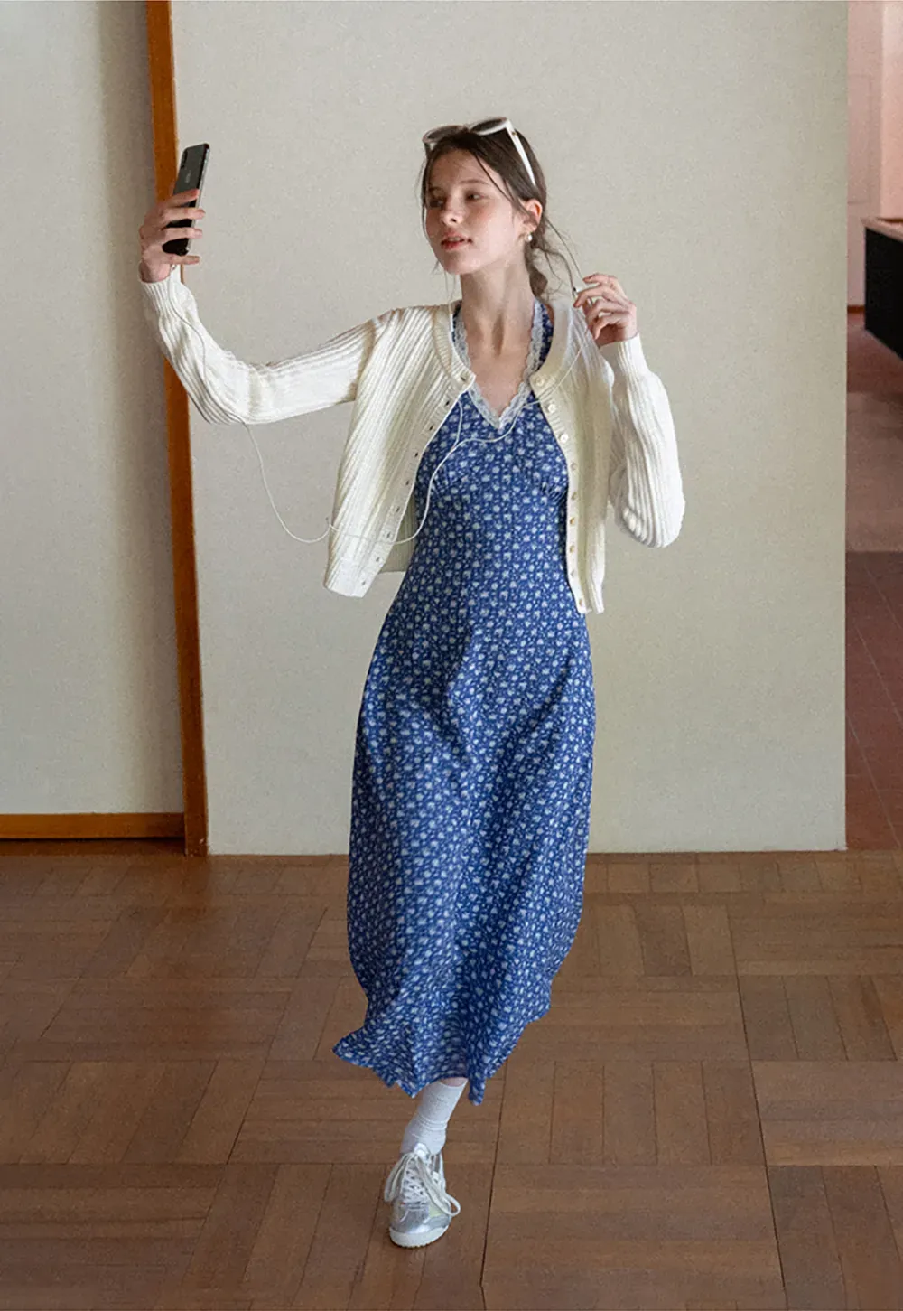 Ribbed Knit Cardigan with Button Closure