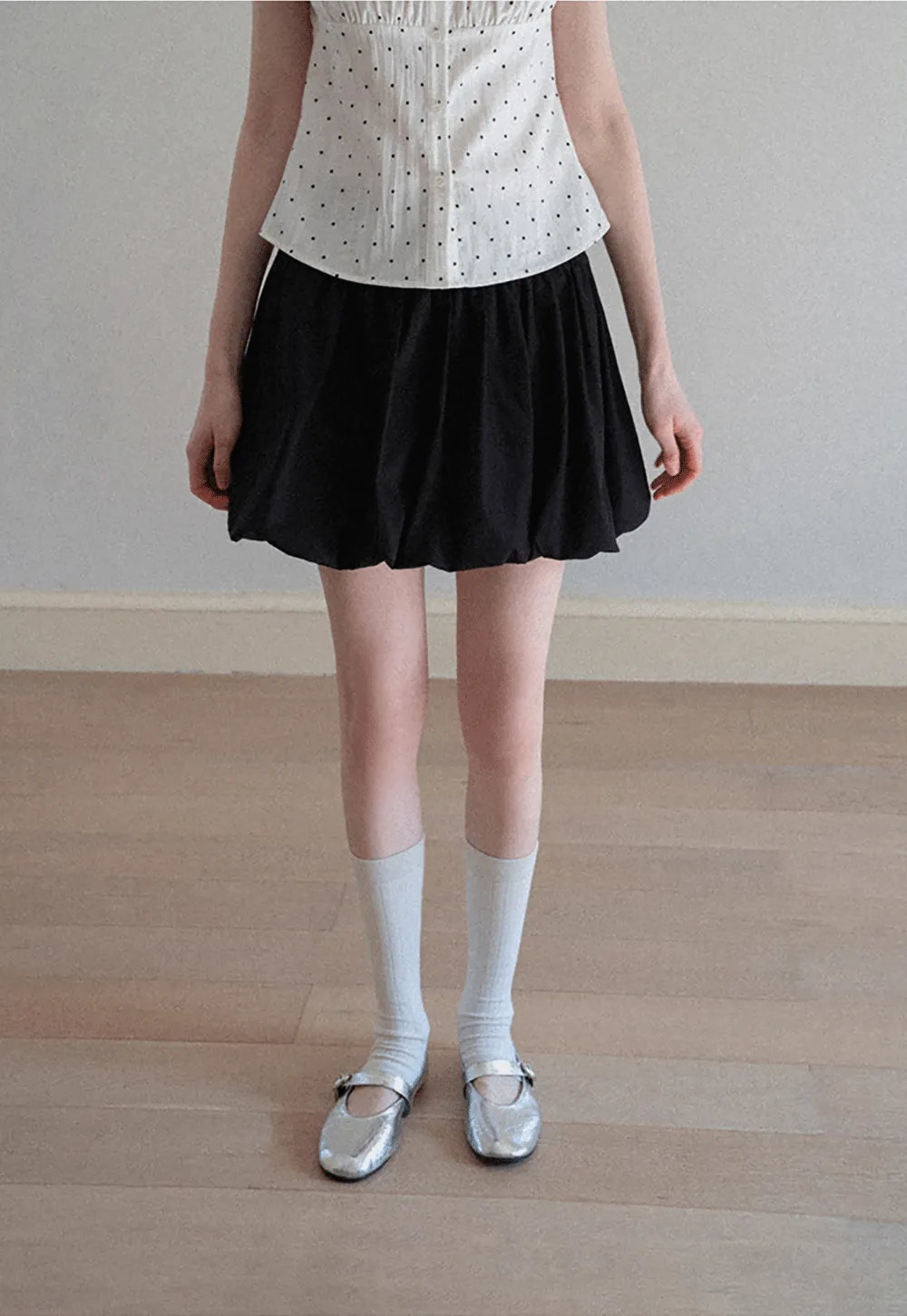 Pleated A-line Skirt with Elastic Waistband