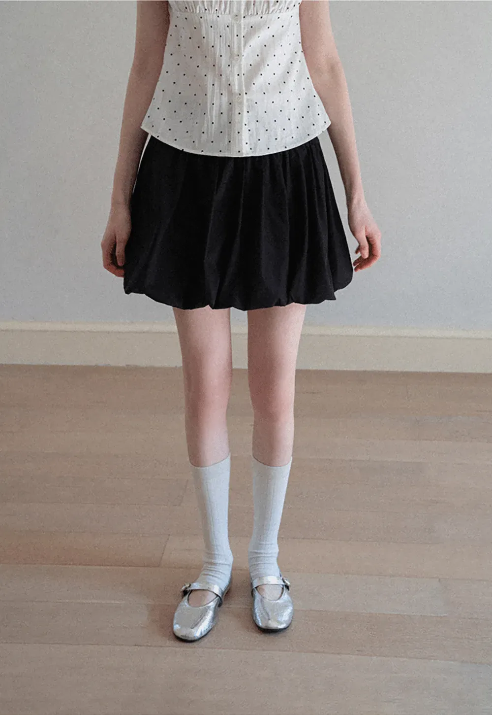 Pleated A-line Skirt with Elastic Waistband