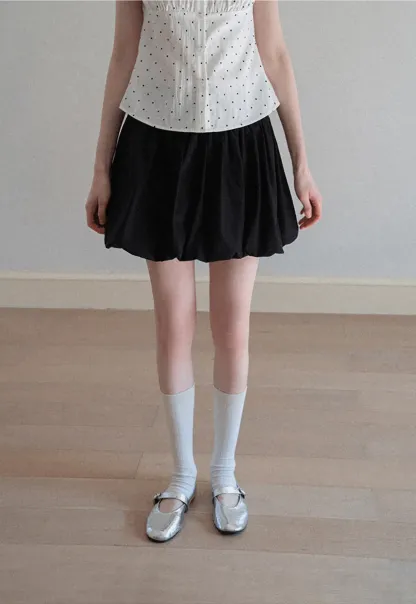 Pleated A-line Skirt with Elastic Waistband