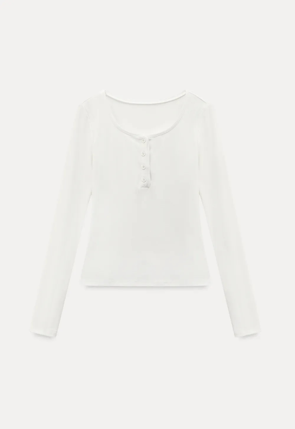 Long sleeve henley top with front buttons