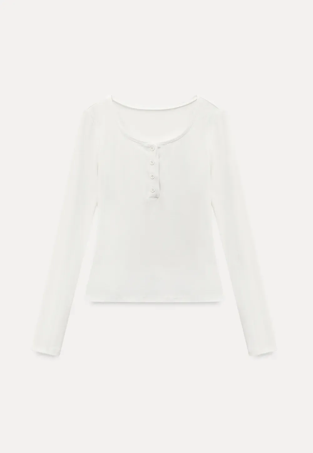 Long sleeve henley top with front buttons