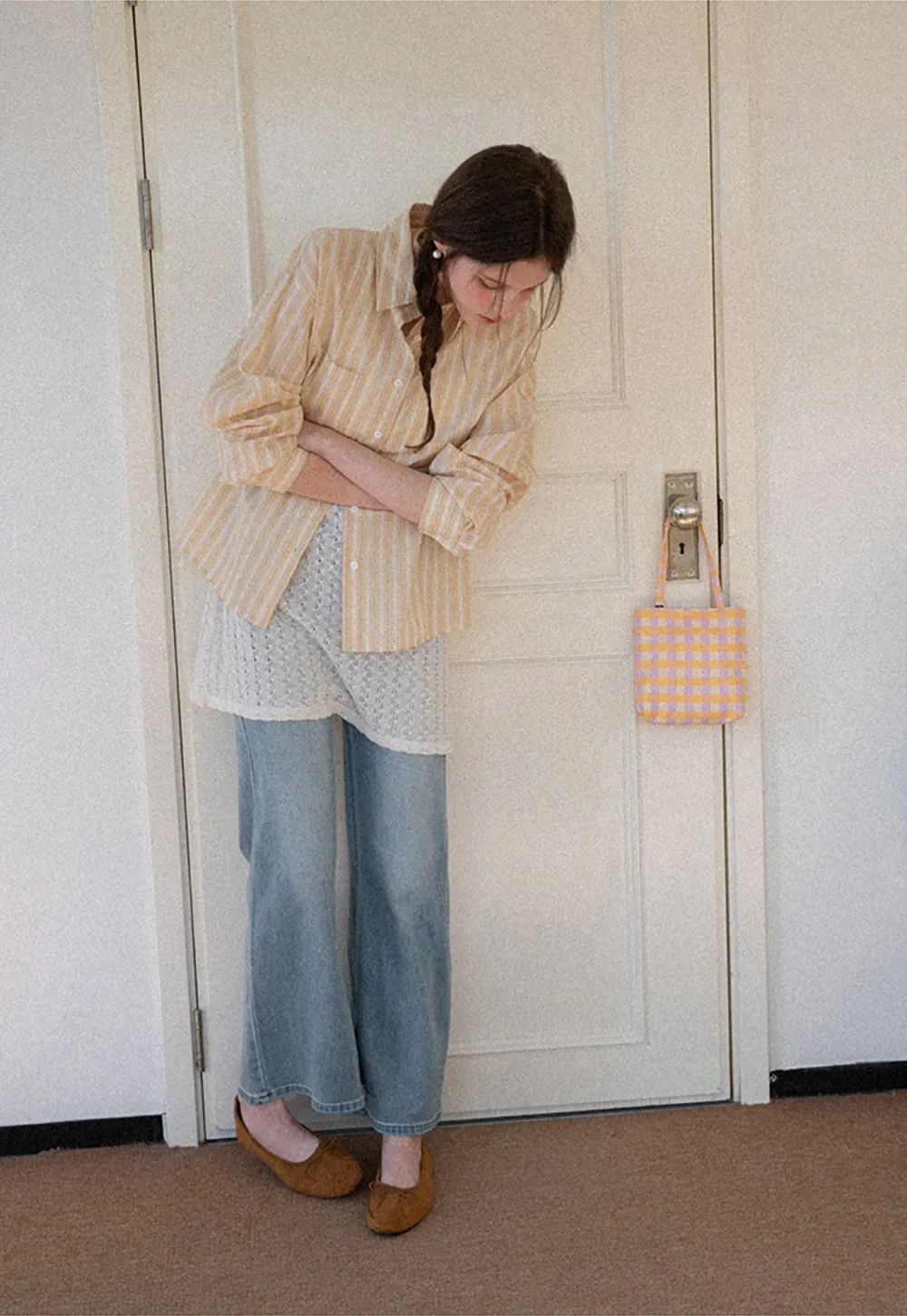 Striped Oversized Shirt with Button Detailing