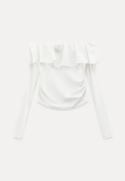 Off Shoulder Ruffled Top with Long Sleeves