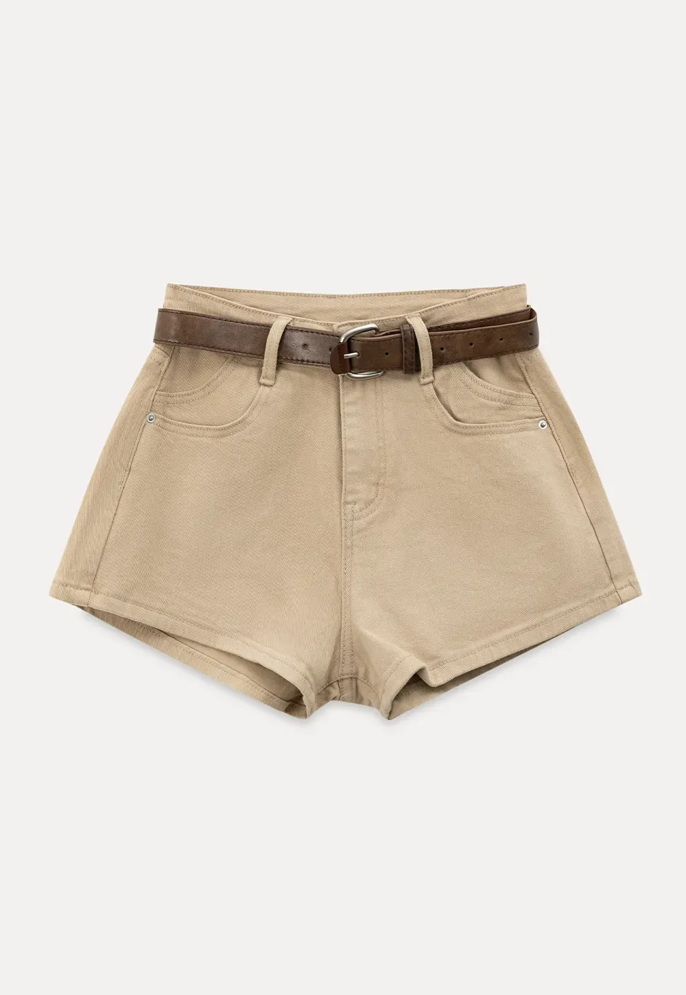 High waist denim shorts with belt loop and front pockets