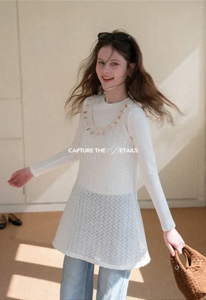 Elegant Long Sleeve Top with Neck Tie Detail