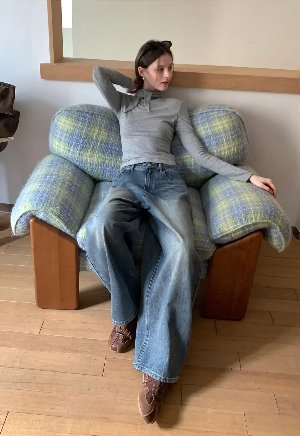 Tie Neck Long Sleeve T-Shirt Top