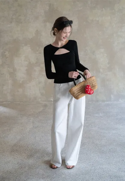 Long sleeve top with front cutout detail