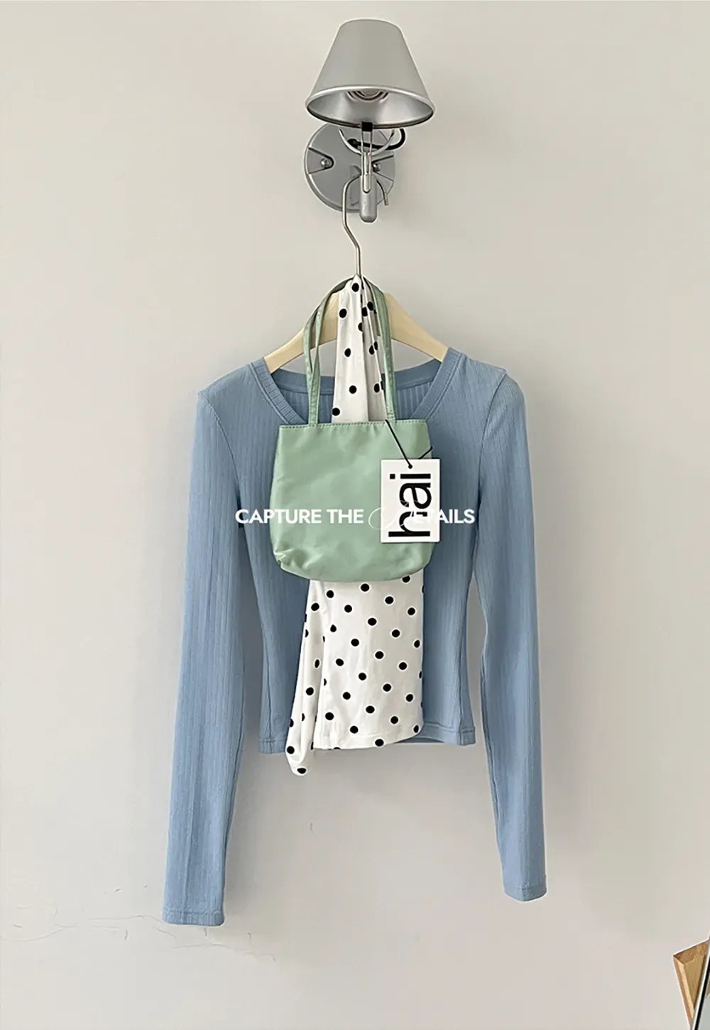 Woolen Knit Sweater and Polka Dot Tank Top