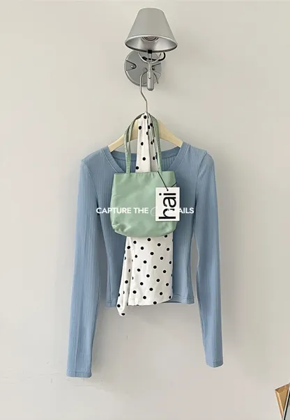 Woolen Knit Sweater and Polka Dot Tank Top