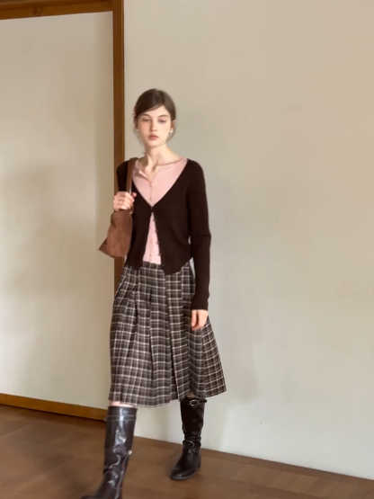 Two Tone Cable Knit Cardigan for Women