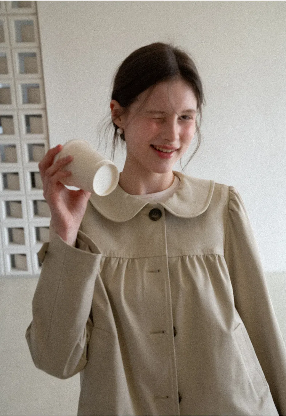 Short Jacket with Peter Pan Collar and Buttons