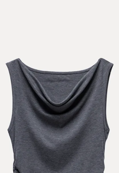 Women's Drape Back Sleeveless Ruched Tank Top