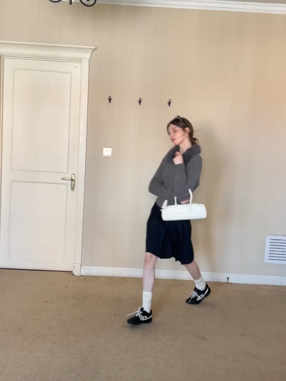 Ribbed knit sweater with fur collar detail