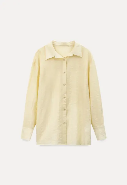 Lightweight Button Up Shirt with V Neck and Long Sleeves