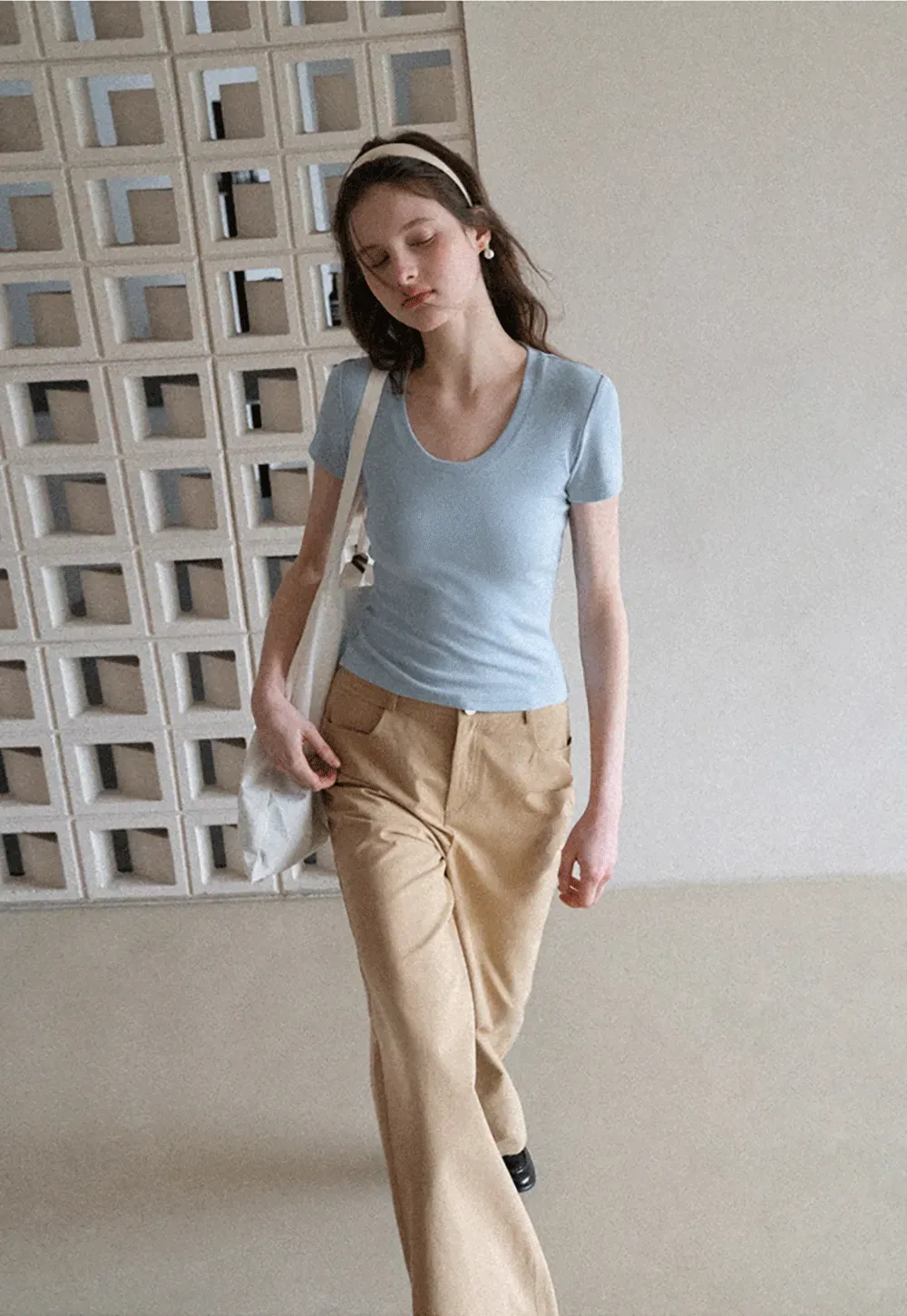 Short Sleeve Crop Top with Back Buttons