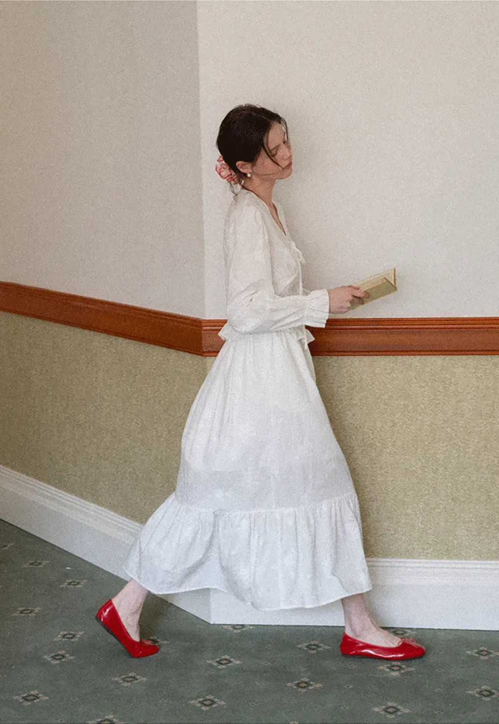 Shirt with ruffled sleeves and layered skirt