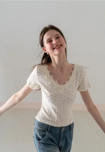 Polka Dot Short Sleeve T Shirt