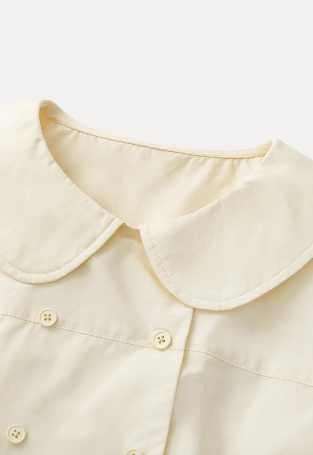 Short Sleeve Shirt with Peter Pan Collar and Peplum Hem