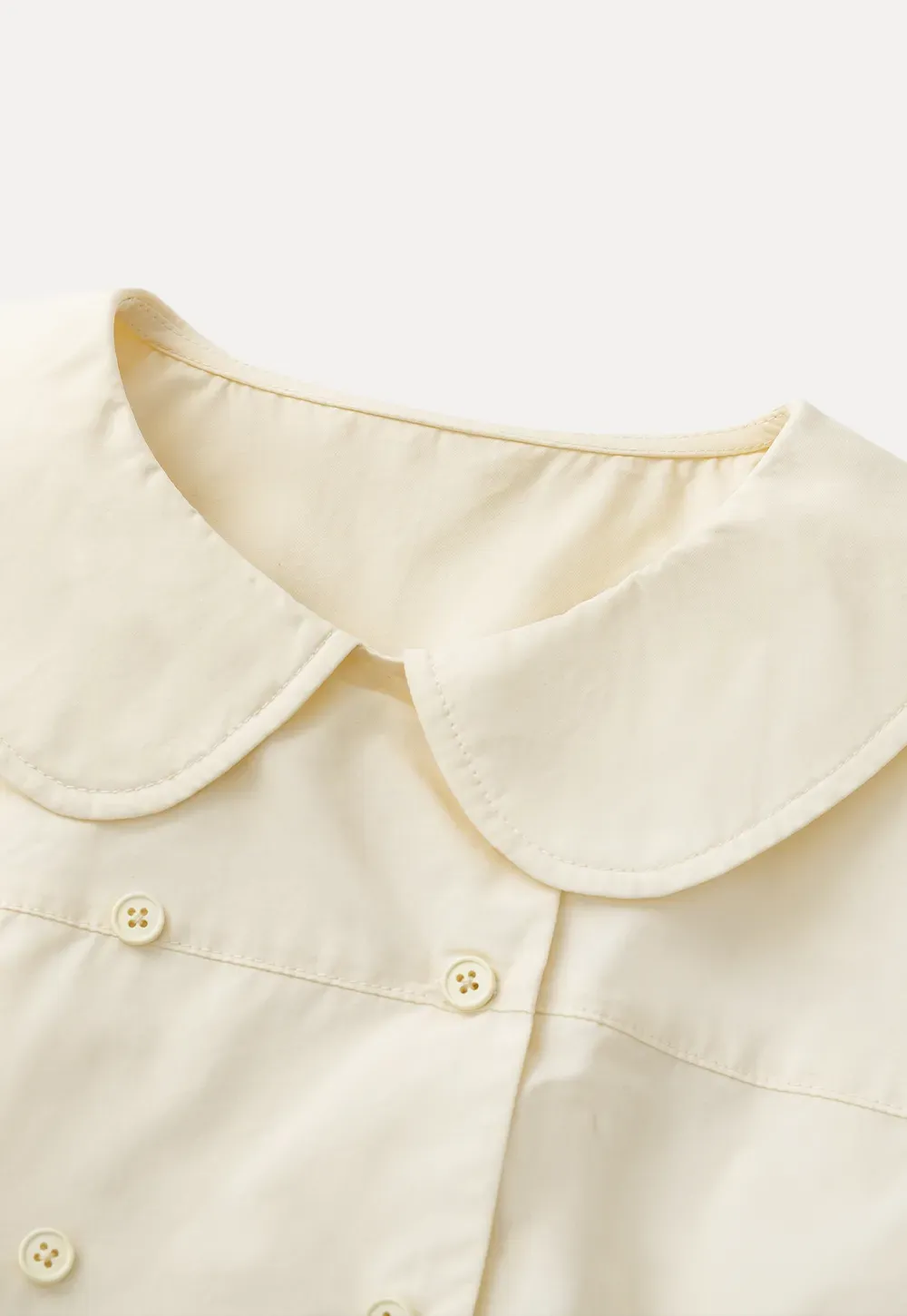 Short Sleeve Shirt with Peter Pan Collar and Peplum Hem