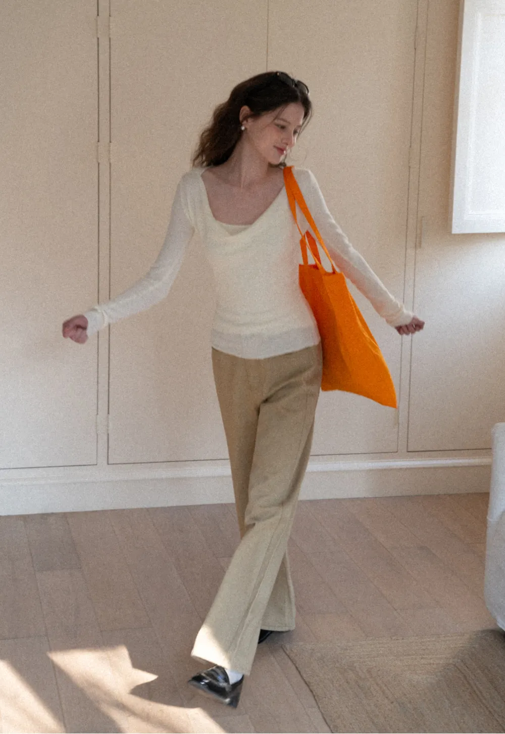 Wide leg high waist denim pants