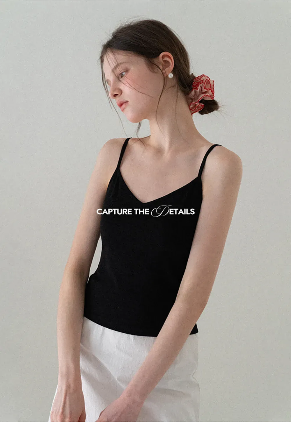 V neck thin strap fitted tank top