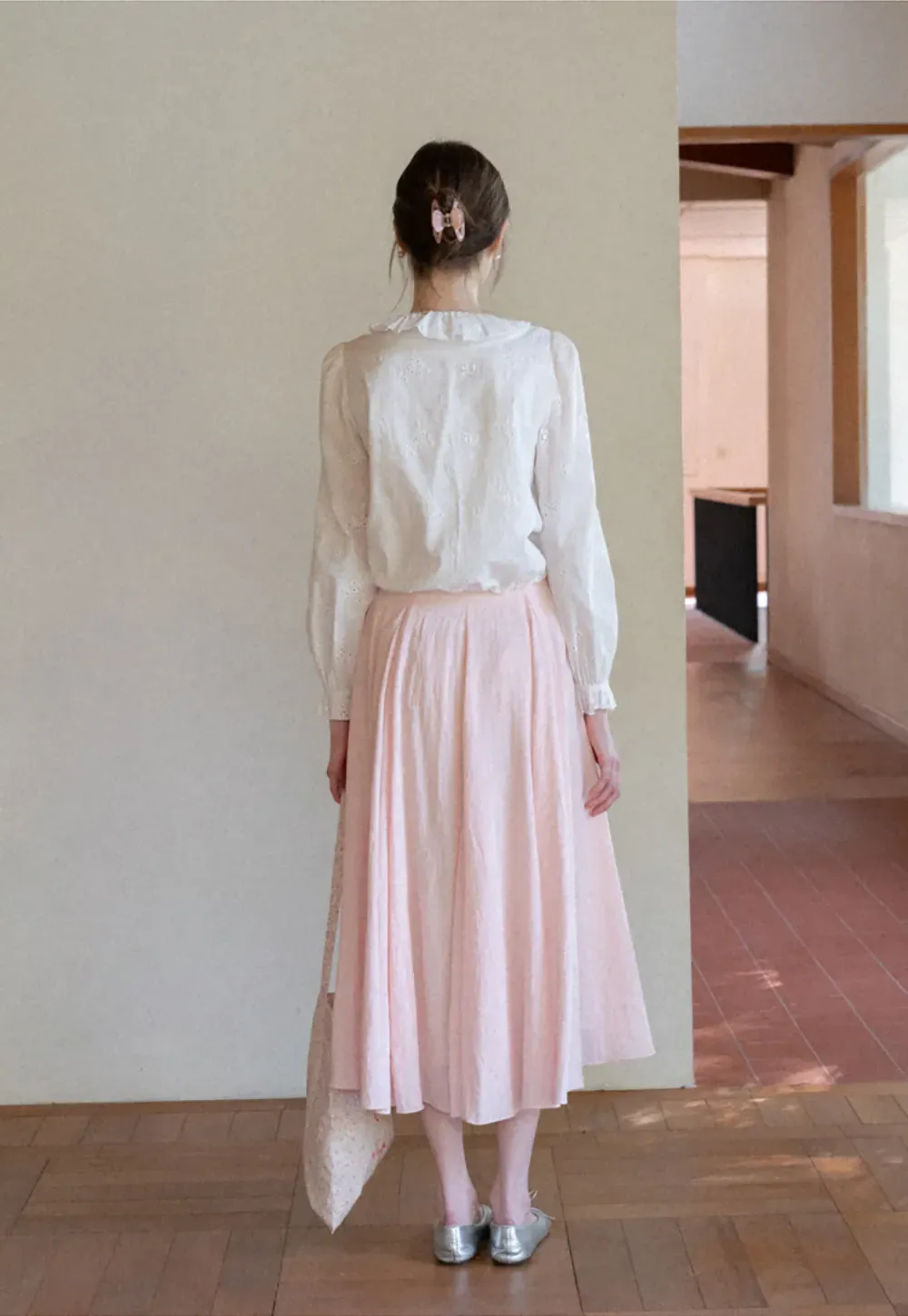 Ruffled Collar Long Sleeve Button Up Shirt