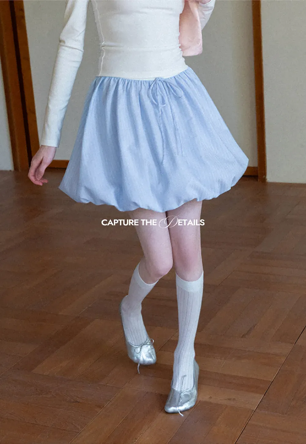 Puffed skirt with drawstring waist