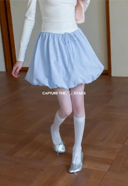 Puffed skirt with drawstring waist