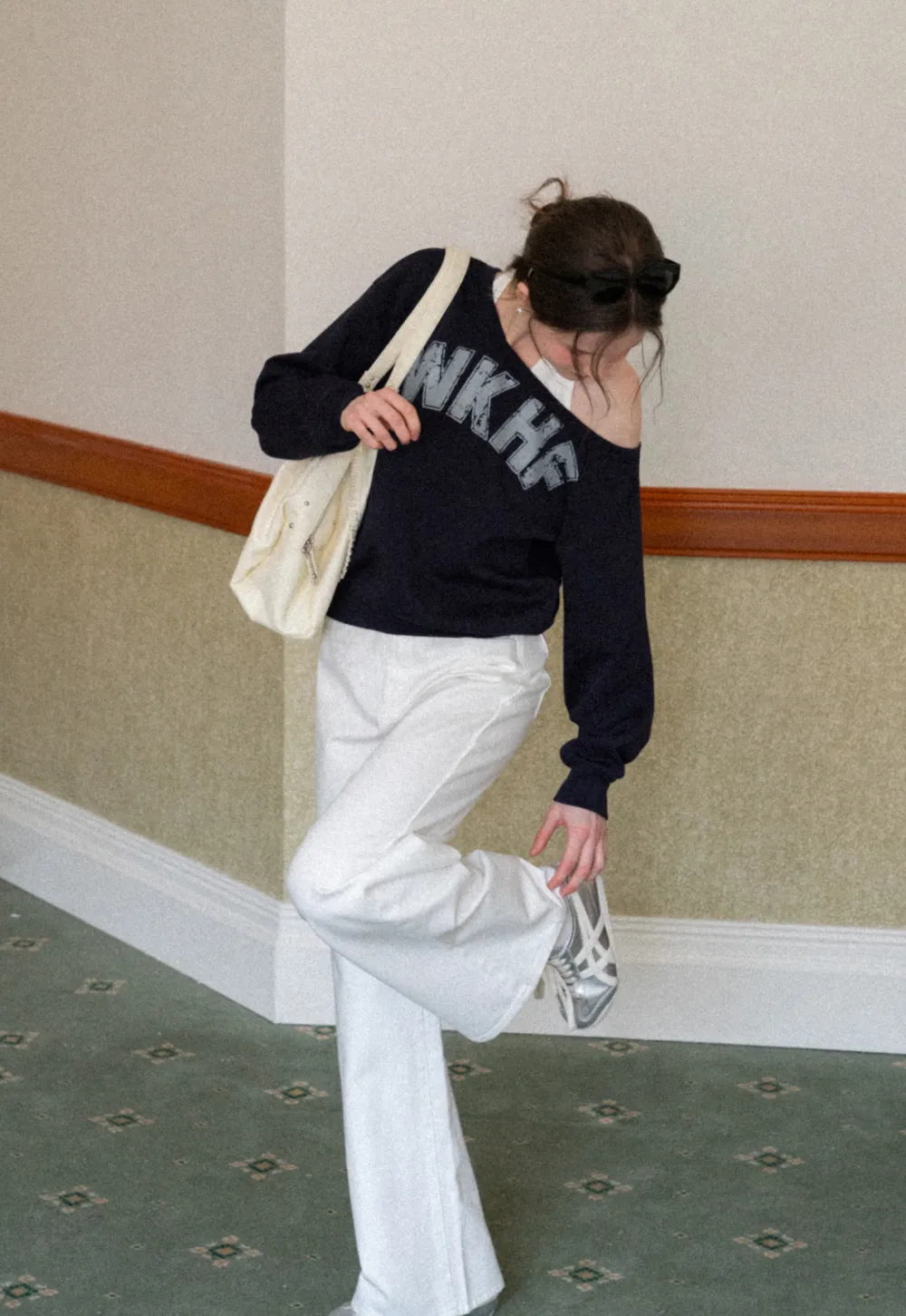 Wide leg high waist denim pants