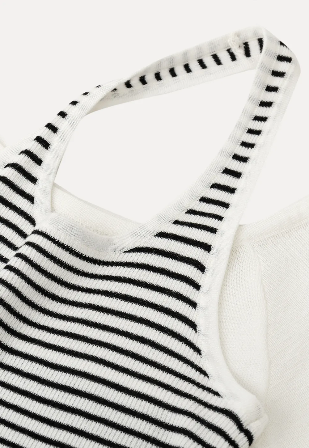 Off Shoulder Long Sleeve Knit Sweater with Striped Trim