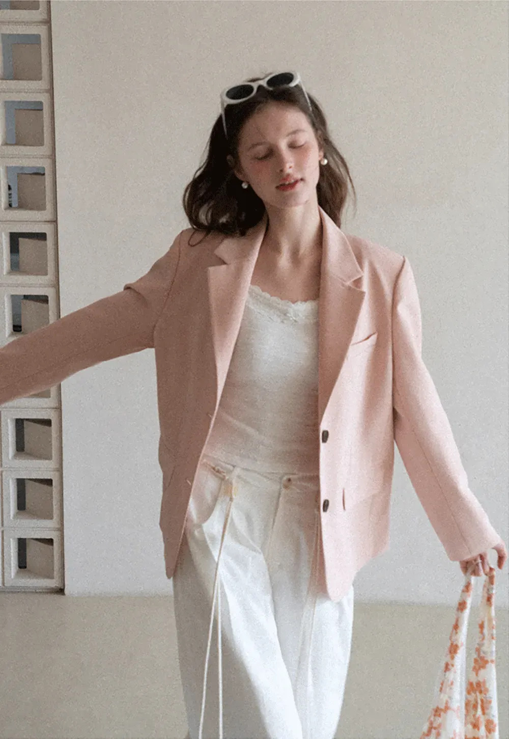 Short Jacket with Notched Collar and Sleeve Buttons