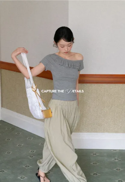 Loose Fit Elastic Waist Wide Leg Pants