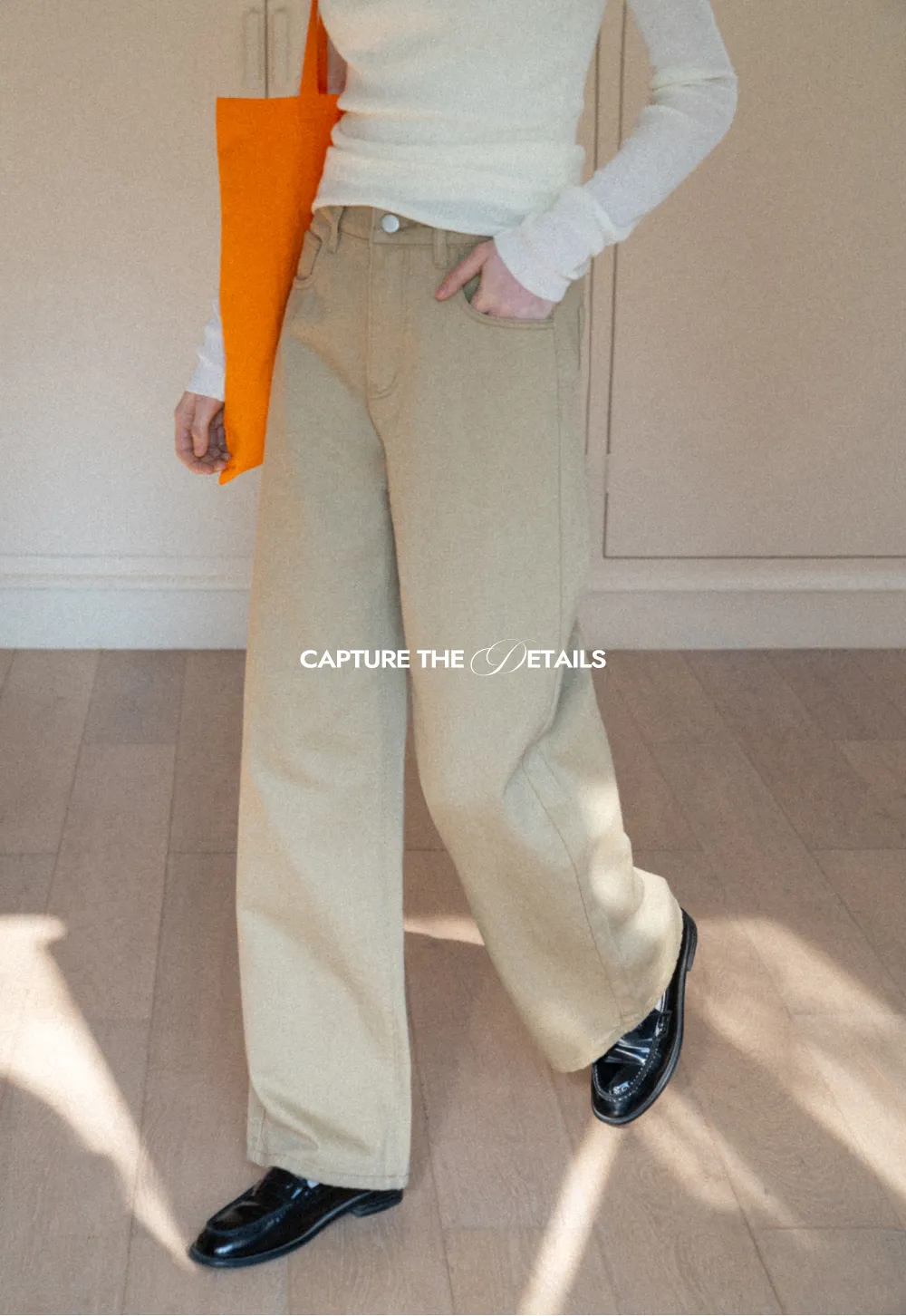 Wide leg high waist denim pants