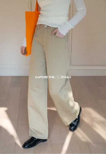 Wide leg high waist denim pants