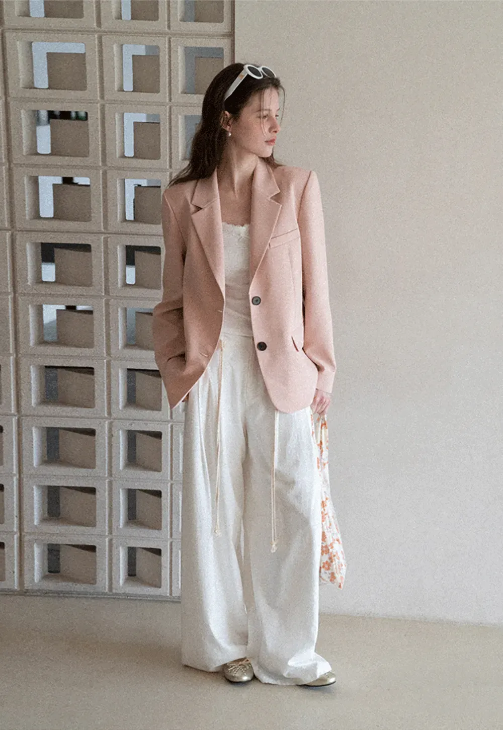 Short Jacket with Notched Collar and Sleeve Buttons