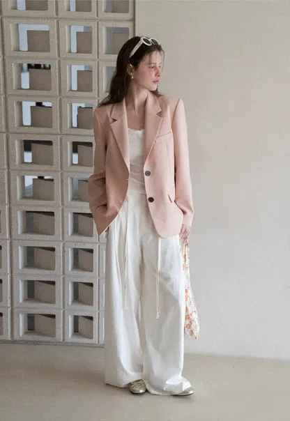 Short Jacket with Notched Collar and Sleeve Buttons